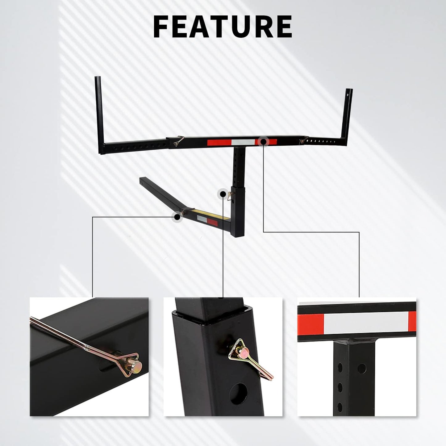2 in 1 Foldable Truck Bed Extender 750lbs Load Capacity Extension Rack Hitch Mount Truck Bed Extension for Ladder Rack Kayak Canoe Lumber Long Pipes w/Flag LYA-004