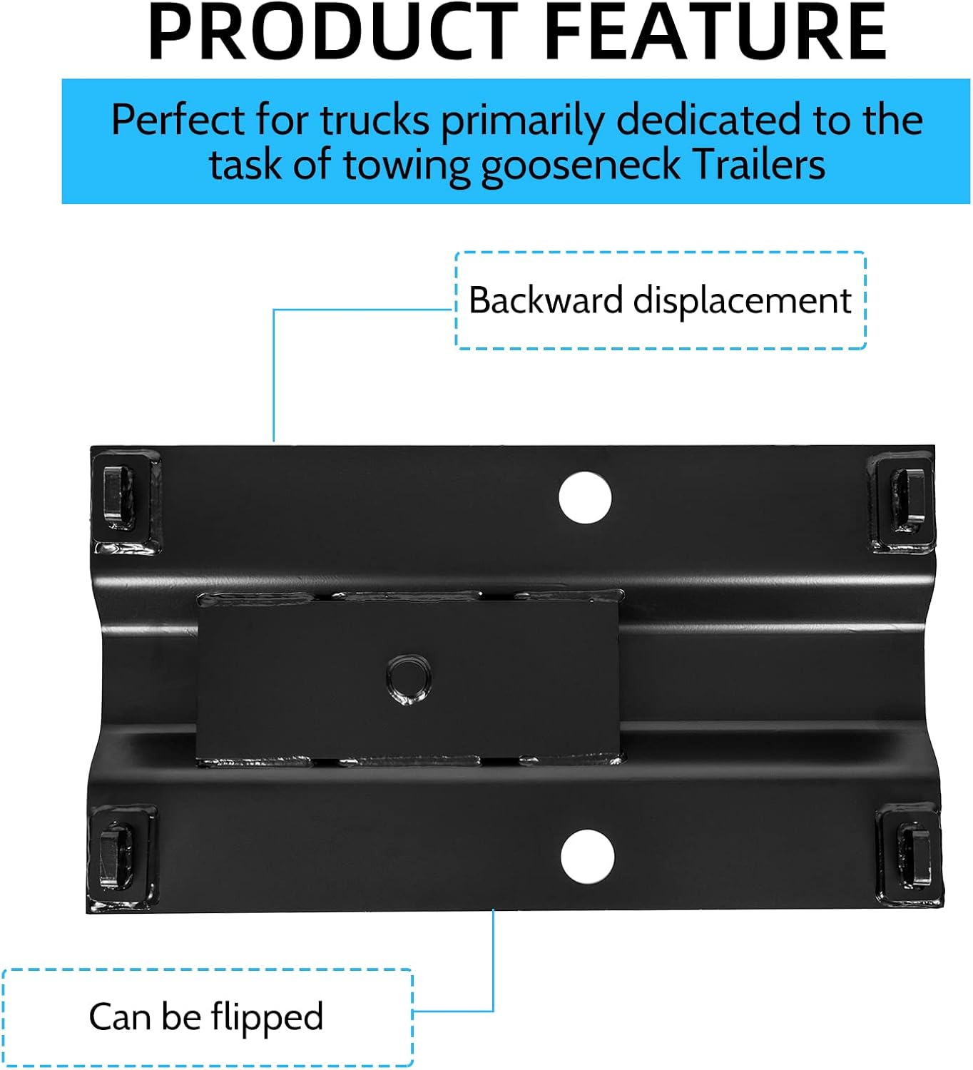 5th Wheel Gooseneck Hitch Trailer Towing Multi-Fit in-Bed Fixed Offset 25,000 lbs, 2-5/16-Inch Ball LYAM-329S
