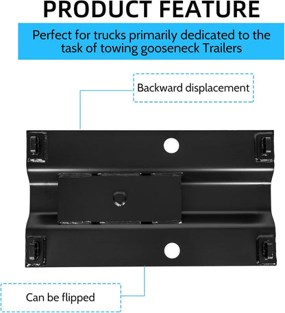 5th Wheel Gooseneck Hitch Trailer Towing Multi-Fit in-Bed Fixed Offset 25,000 lbs, 2-5/16-Inch Ball LYAM-329S