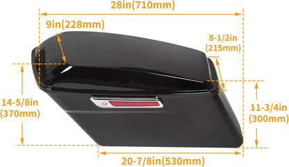 Hard Saddle Bags Trunk W/Lid & Latch Key Compatible with Harley 1993-2013 Davidson Road King Glide Softail All Touring Models LTS