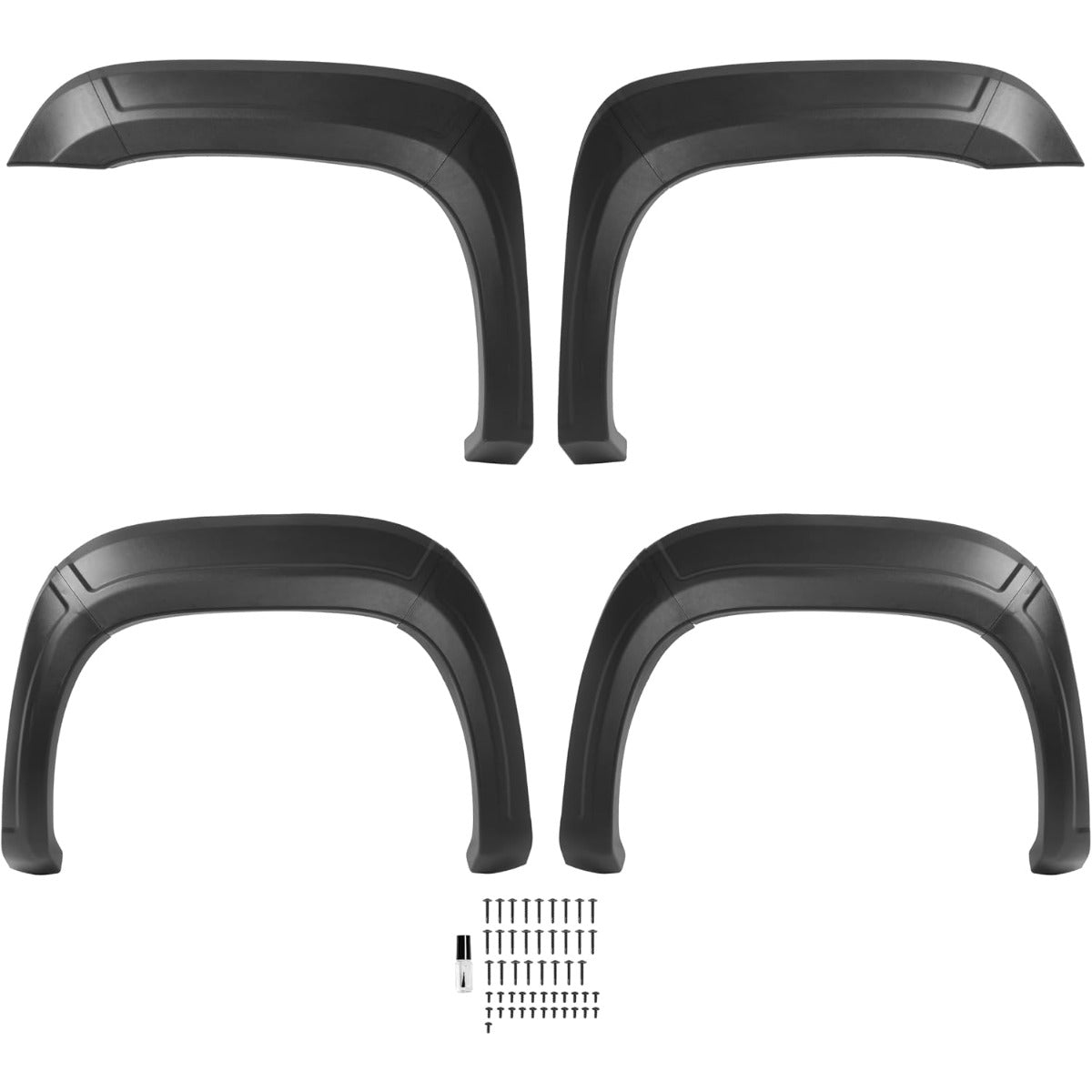 4Pcs Fender Flares Compatible with 2007-2013 GMC Sierra 1500 2500HD 3500HD 6'6" bed Front & Rear Wheel Cover Protector Plastic(PP) Textured Black