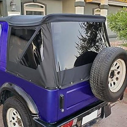 Soft Top for 1986-1994 Suzuki Samurai with Tinted Zip Out Windows Sailcloth - Black, NN1608