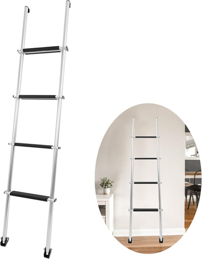 60inches Bunk Ladder Compatible with RV W/Hook and Rubber Foot Pads Aluminum Anti-Slip Bunk Bed Dorm Loft Home Appartments Ladder Lightweight and Sturdy Design for Safe Climbing 450LBS LYOM-046S