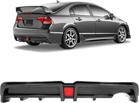 Load image into Gallery viewer, Rear Bumper Diffuser Compatible with 2006-2011 Honda Civic 4 Door Sedan Rear Lower Bumper Lip Splitter Valance with LED Brake Light Bumper Spoiler Carbon Fiber Color LYAP-X1386
