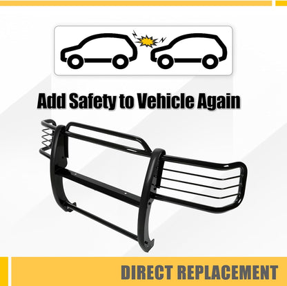Brush Guard Compatible with 2001-2012 Ford Ranger Mazda B-Series Pickup With Skid Plate Bull Bar Front Bumper Grill Grille Guard Protector Brush Push Bar Steel Black Power Coated LYAM-778