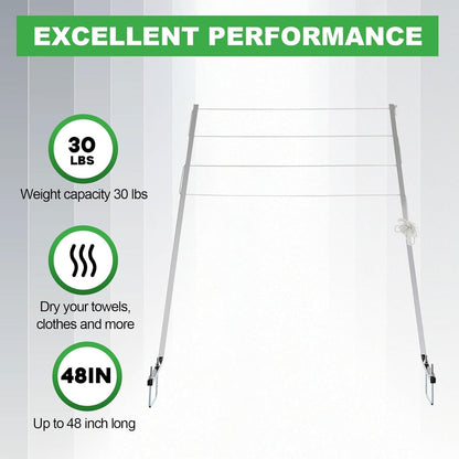RV Clothes Drying Rack Bumper-Mounted Clothesline Compatible with 4inches Square RV Bumpers Versatile Clothes Line Aluminum Powder Coated Silvery LYOM-106