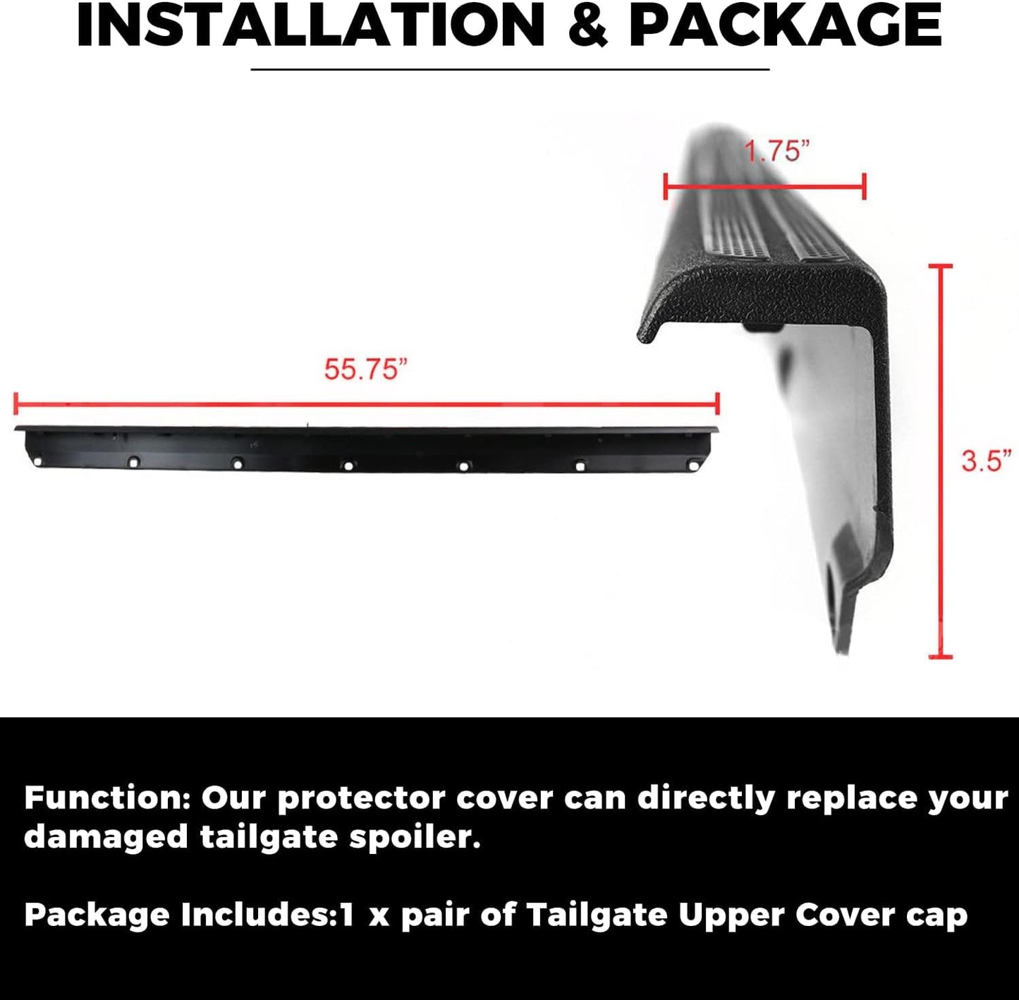 Tailgate Molding Cover Cap Compatible with 2005-2015 Toyota Tacoma Replace for 65717-04020 TO1904100 Top Protector LYAP-242S