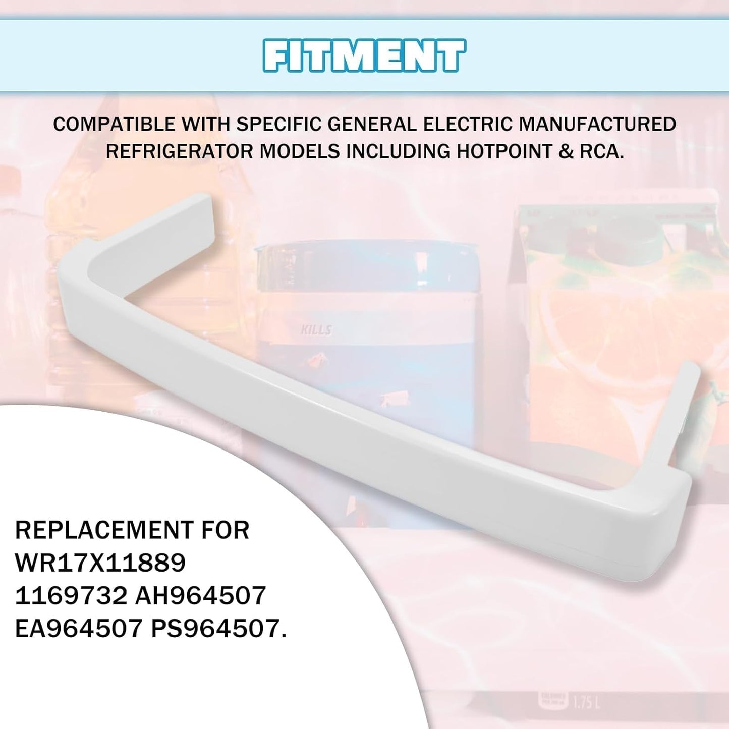 WR17X11889 Replacement Refrigerator Door Shelf Compatible with GE Refrigerator FreshFood Door Retaining Bar Shelf LYOP-099