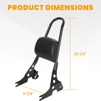 Detachable Sissy Bar Passenger Backrest Compatible with 2004-Up Harley Sportster XL883C 883R XL1200R 1200C 1200S XLH883 XLH1200 Motorcycle Backrest W/Cushion Pad LYHD-31-GB