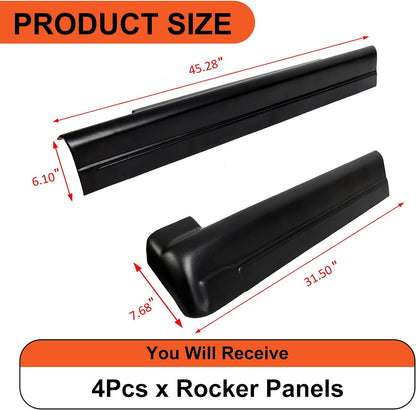 Rocker Panel Guard Compatible with 1999-2007 Chevy Chevrolet Silverado/GMC Sierra 1500 2500 3500 Classic Extended Cab Replacement for 14068 Trail Armor Side Skirts Extension Body Kit LYAP-253-DK