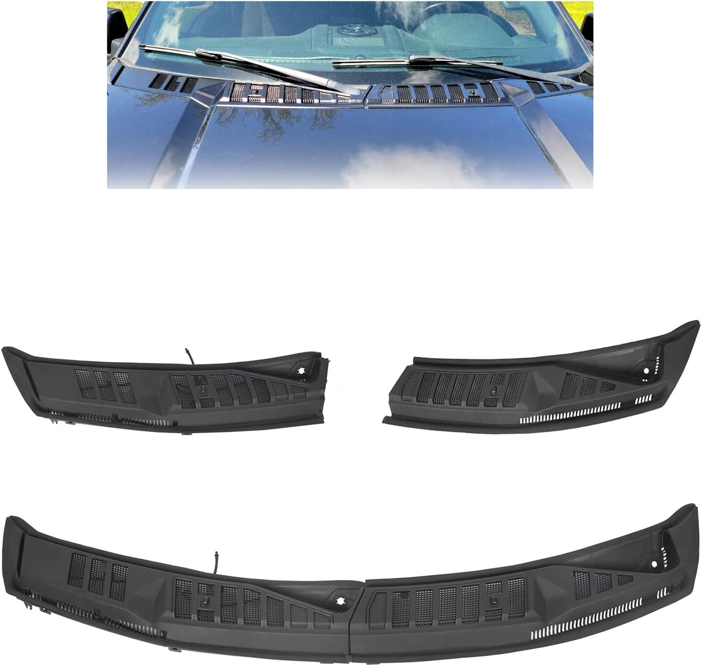 Windshield Wiper Cowl Cover Panel Compatible with 2015-2020 Ford F150 Replacement for FL3Z15022A69B Left & Right Front Windshield Wiper Cowl Grille Insert Panel LYAP-321