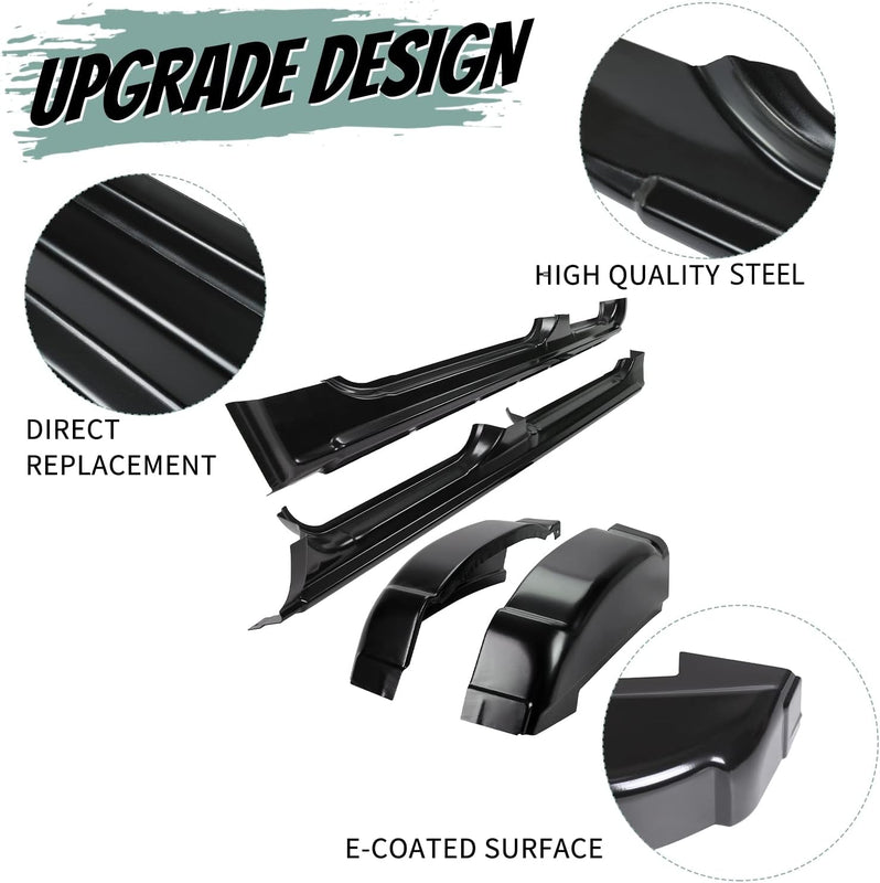 Outer Rocker Panels & Cab Corners Compatible with 1999-2007 Chevy GMC Silverado Pickup 4 Door Crew Cab Pair Replacement (3 Packages) LYAM-112A-L+LYAM-112A-R+LYAM-270-2