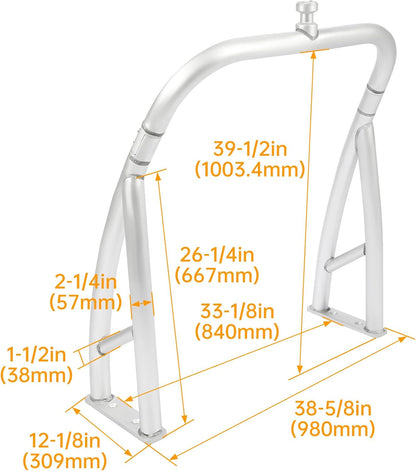 Rear Ski Tow Bar Universal Compatible with Pontoon Boats Outboard Motor Pylon Pole Width 43inches (Aluminum) LYOM-024