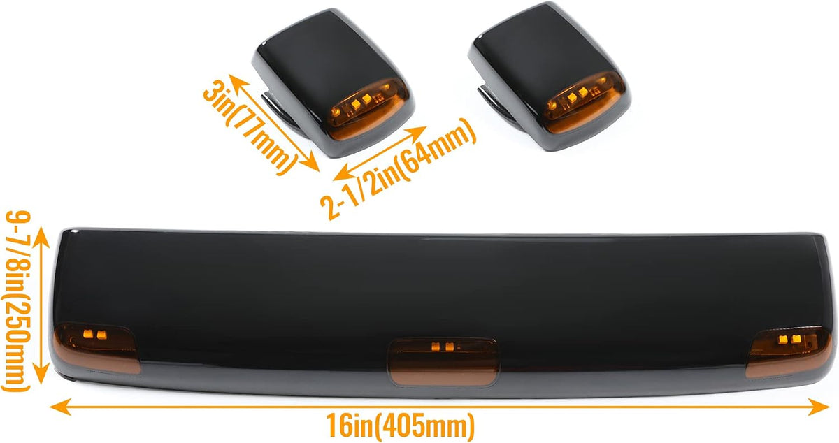 HECASA LED Roof Marker Lights Compatible with 2015-2019 Chevy Chevrolet Silverado Sierra 2500 HD 3500 HD Cab Marker Top Clearance Running Lights Amber Light Replacement for 23463750 22794642