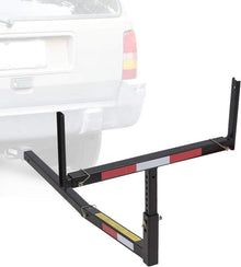 2 in 1 Foldable Truck Bed Extender 750lbs Load Capacity Extension Rack Hitch Mount Truck Bed Extension for Ladder Rack Kayak Canoe Lumber Long Pipes w/Flag LYA-004