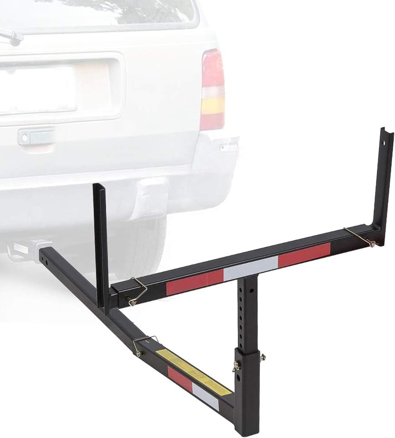 2 in 1 Foldable Truck Bed Extender 750lbs Load Capacity Extension Rack Hitch Mount Truck Bed Extension for Ladder Rack Kayak Canoe Lumber Long Pipes w/Flag LYA-004