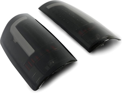 Kojem Tail Light LED Compatible with 2002-2006 Dodge Ram 1500/2003-2006 Dodge Ram 2500 3500 LED Tube Bar Brake Turn Signal Lamp Taillight LH RH Pair(Smoke Lens & Black Housing)