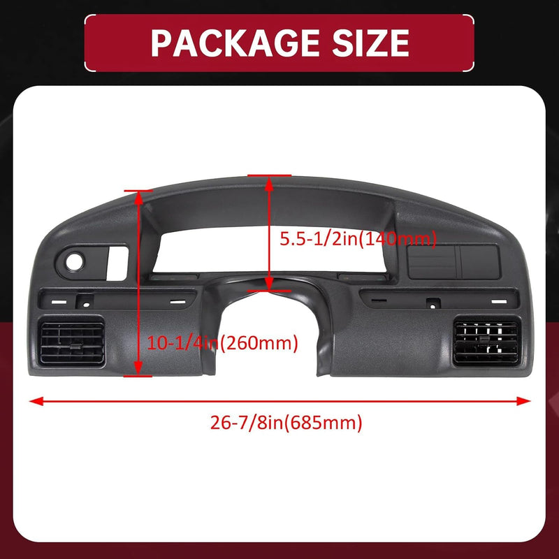 HECASA Dash Panel Bezel Cover Compatible with 1992-1997 Ford F250 F350 Bronco Replacement for F2TZ-15044D70-A (Gas Engines ONLY) LYAP-374