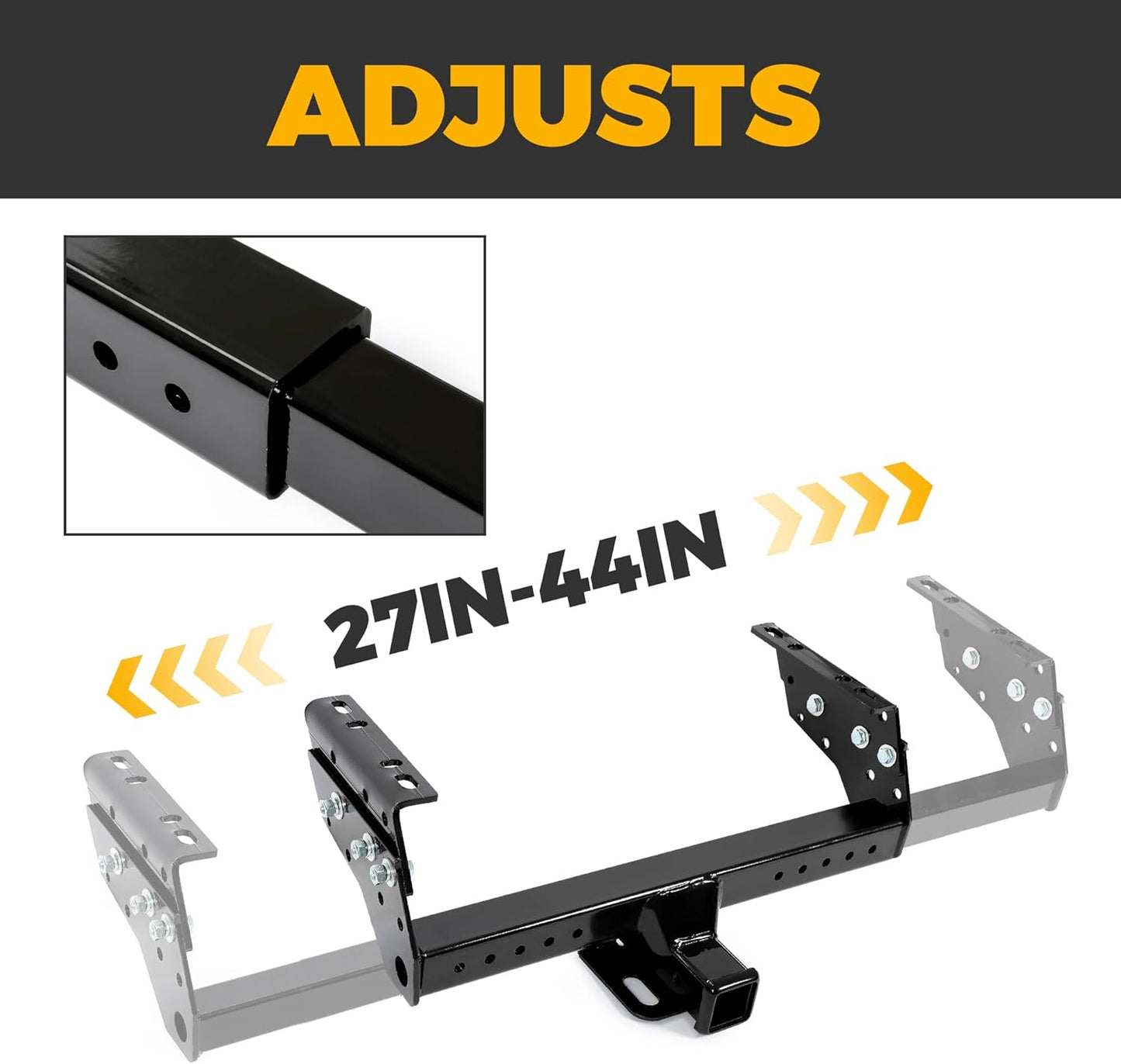 Adjustable 2inches Class 3 Trailer Hitch Compatible with Select Chevrolet Chrysler Dodge Ford GMC Isuzu Jeep Mazda Nissan Plymouth Black Replace for 37042 LYAM-768