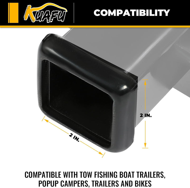 KUAFU 2 Inch Towing Hitch Receiver Adjustable Accessories Trailer Hitch RV Trailers 5th Wheel Camper Bumper Receiver Powder Coated Steel Black LYAM-703S