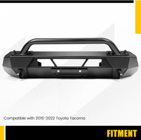 Load image into Gallery viewer, KUAFU Front Winch Bumper Compatible with 2016-2023 Toyota Tacoma Guard Bull Bar W/Winch Mount 4x4 Front Bumper Split Type Brush GuardFront Bumper Grill Grille Guard Protector Brush Push Bar Steel LYAM-030
