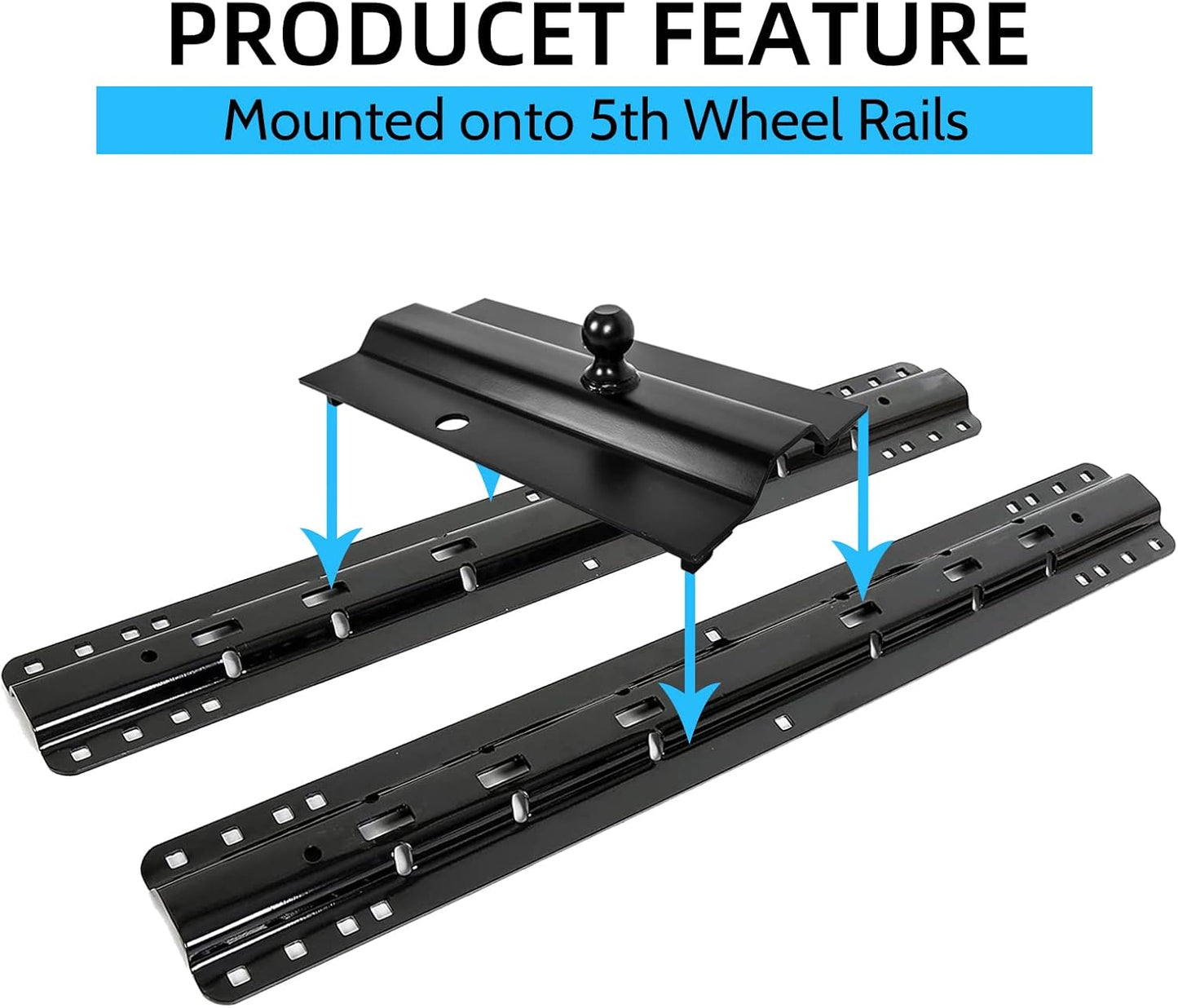 5th Wheel Gooseneck Hitch Trailer Towing Multi-Fit in-Bed Fixed Offset 25,000 lbs, 2-5/16-Inch Ball LYAM-329S
