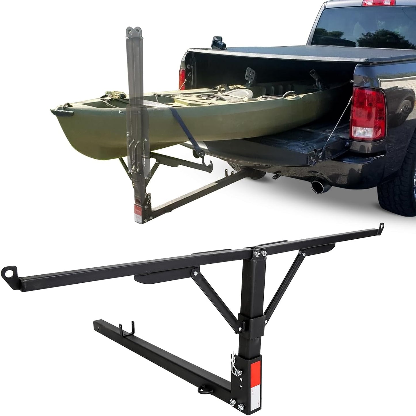 Truck Bed Hitch Extender 2 in 1 Design Foldable Extension Pick Up Rack Canoe Boat Kayak Lumber w/Flag LYOM-041