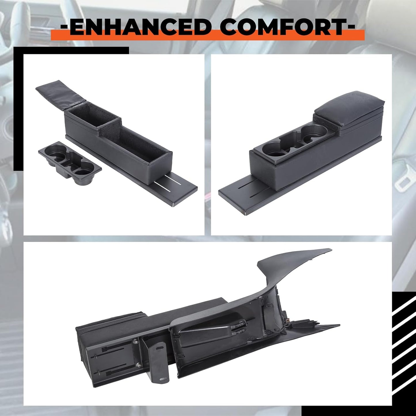 Center Console Kit Compatible with 2011-2020 Dodge Charger Police w/Mini Cup Holder Plate and Trim Set (You Will Receive Two Packages) LYAP-311-2+LYAP-311-3