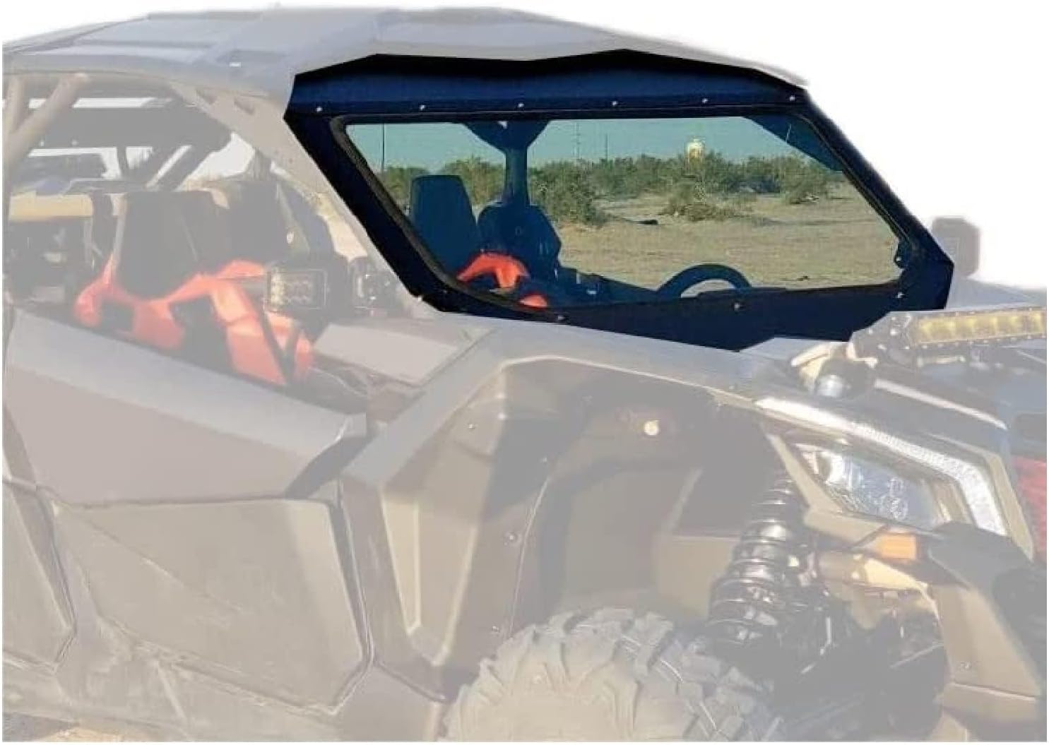Full Glass Windshield + Sun Visor Compatible With Can Am Maverick X3 900 XRS XDS Turbo R Max 2017-2025 LYMM-074