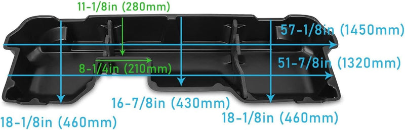 Kojem Under Seat Storage Box Compatible with 2019-2025 Dodge Ram 1500 Crew Cabs (New Body Style) Truck Organizer Back Underseat Container System- Black LYAP-115