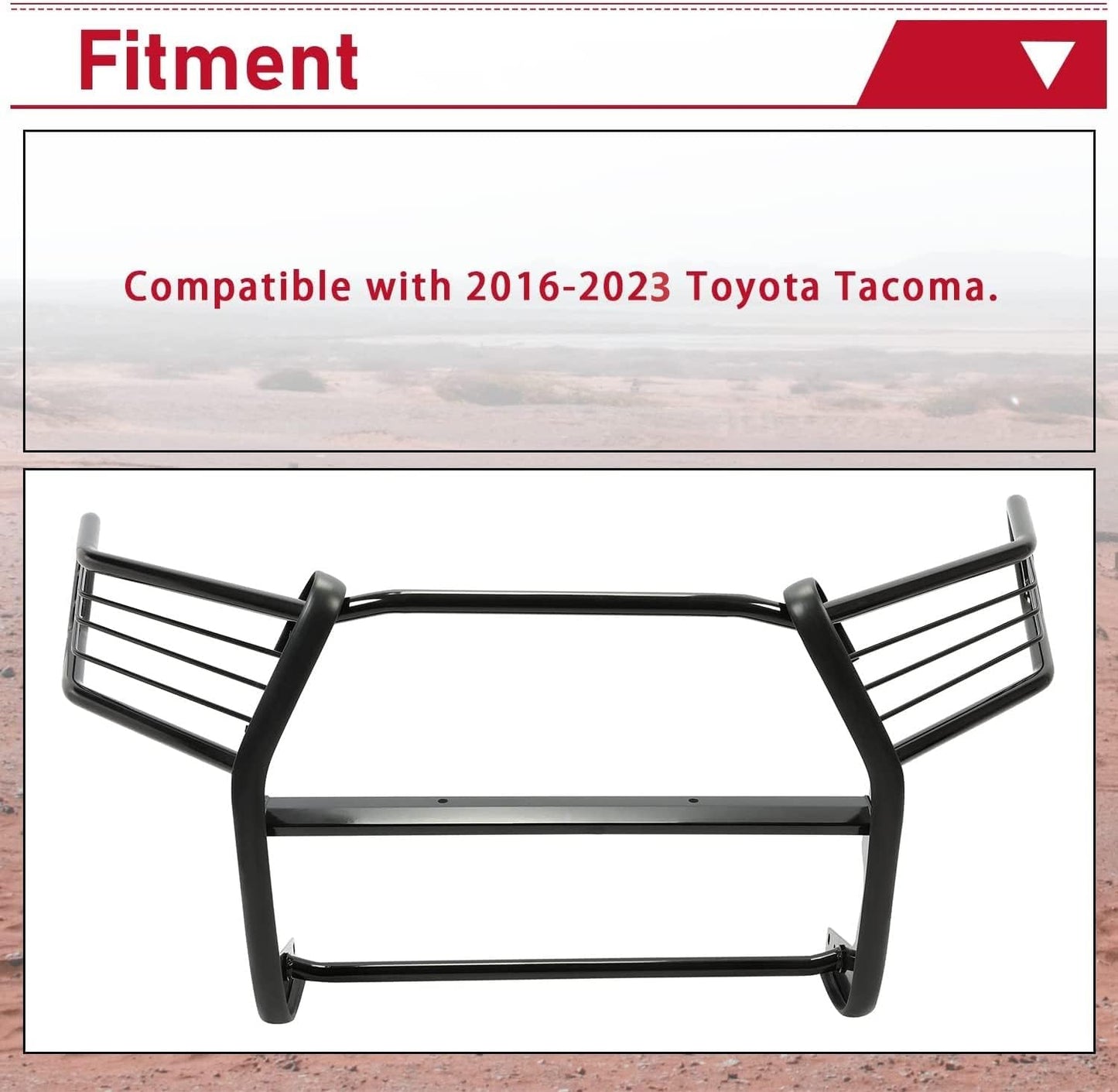 Front Brush Guard Bumper Grille Compatible with 2016-2023 Toyota Tacoma Bull Bar Brush Push Bar Guard Protector Powder Coated Black Steel Exterior Accessories LYAM-139S