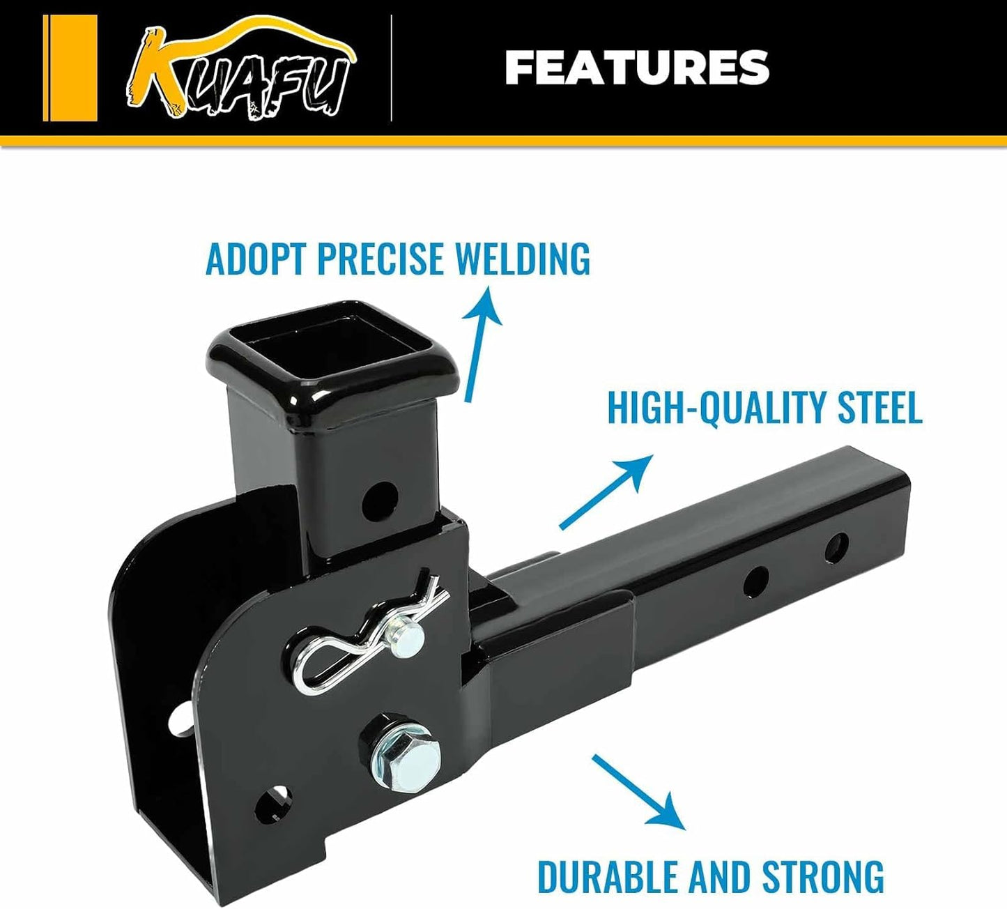 Folding Hitch 2inches Adapter Compatible with 2 Inch Trailer Hitch Extension Shank Mount Cargo Mobility Carrier Adapter 500lbs Weight Capacity LYAM-738S