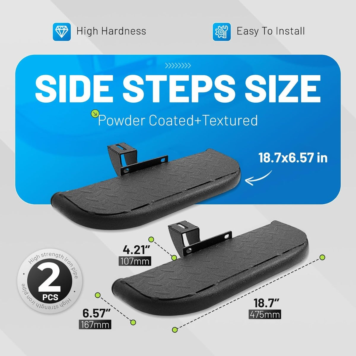 Rugged Steps Compatible with 2007-2018 Jeep Wrangler JK