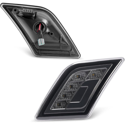 HECASA Pair LED Side Marker Lights Compatible with 2008-2011 Mercedes-Benz C300 C350 C63 AMG 4 Door Sedan Models Side Marker Lamps Replacement for MB2554100 MB2555100 LH&RH Smoke Lens Black Housing
