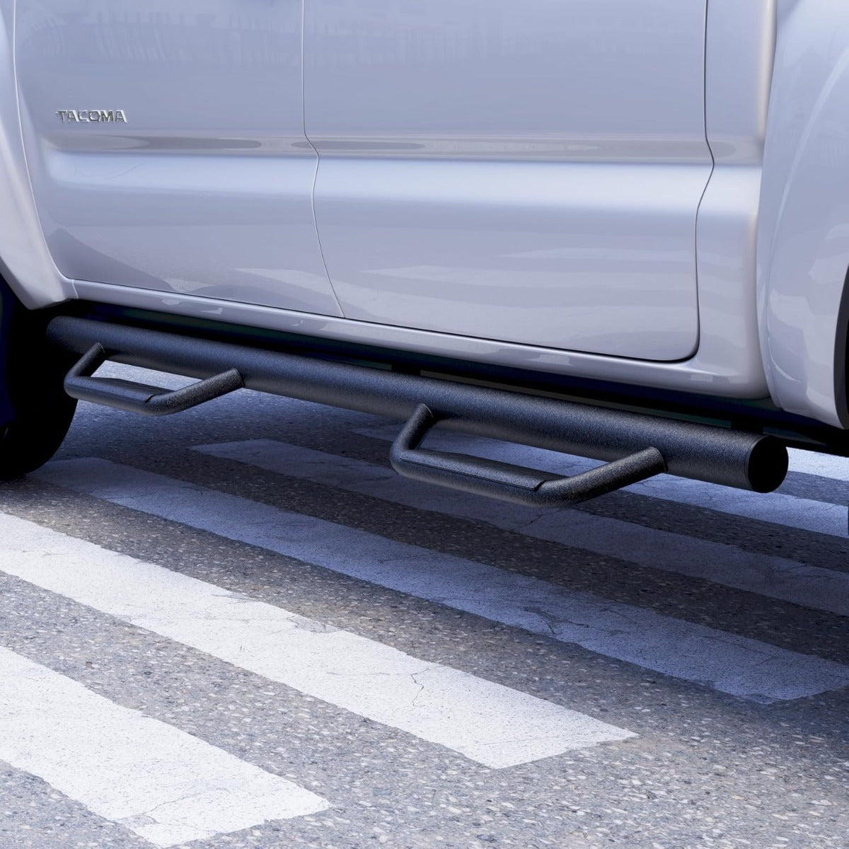 Running Boards Compatible with 2005-2023 Toyota Tacoma Double Cab Dropped Steps Side Steps Hoop Bar Nerf Bars Door (Matte Black)