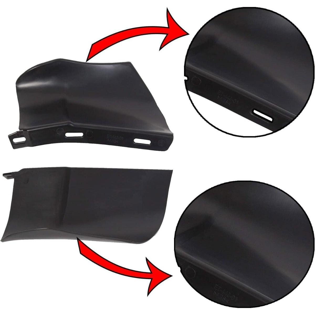 ECOTRIC Rear Bumper Quarter Panel Fillers Kit Compatible with 1986-1990 Chevy Caprice/Impala ABS plastic Black