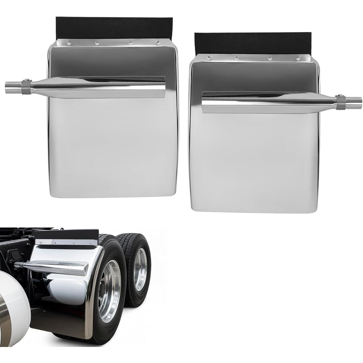 27" x 24" Quarter Fenders for Semi Trucks,for Freightliner Peterbilt Kenworth Volvo Mack, 304 Stainless Steel Mirror-Finished Fenders Right & Left