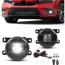 HECASA Pair LED Fog Lights w/Switch Wiring Harness Compatible with 2022-2024 Honda Civic Replacement for HO2593149 HO2592149 Front Bumper Fog Lamp Kit Clear Lens Driver&Passenger Side