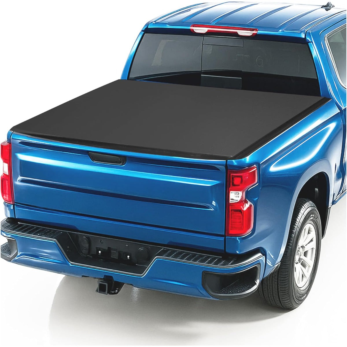 Soft Roll-Up 5.8ft Tonneau Cover Compatible with 2007-2025 Chevrolet Chevy Silverado 1500 GMC Sierra 1500 Fleetside Styleside, Trunk Bed Cover Black
