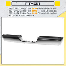 Rear Bumper Assembly Compatible with 1994-2002 Dodge Ram 1500 2500 3500 Fleetside/Styleside W/Step Pads Silvery+Black Steel+Plastic Powder Coated+Chrome Heavy Duty CH1102328