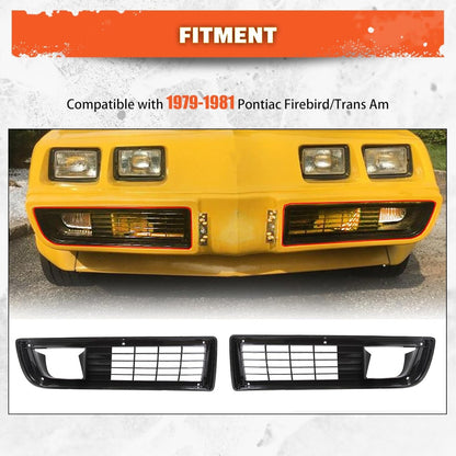 Yikatoo Front Grill Compatible with 1979 1980 1981 Pontiac Firebird/Trans Am Grilles Set W/Fitting Kit Pair