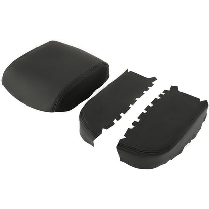 KUAFU Center Console & Front Door Armrest Cover Kit Compatible with 2009-2015 Honda Pilot Console Lid Cover Pad Replacement PVC Black