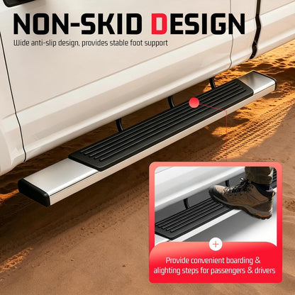 Side Steps Compatible with 2015-2026 Ford F-150 Regular Cab Running Boards Step Nerf Bars 304 Stainless Steel+Steel+Plastic Silvery+Black