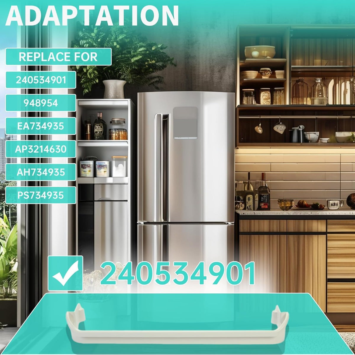 KUAFU 240534901 Refrigerator Door Shelf Bar Compatible with Kenmore Frigidaire Replace for #AP3214630 PS734935 Retainer Rack Rail