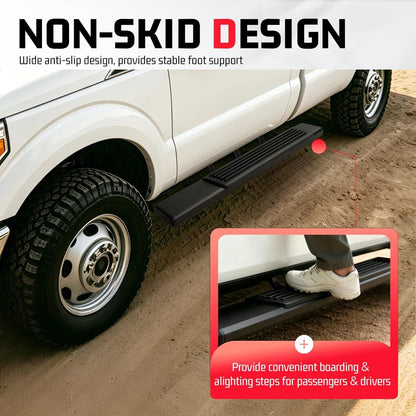 ALMULOO Running Boards Side Steps Compatible with 1999-2016 Ford F-250 F-350 F-450 Super Duty Regular Cab Nerf Bars Steel+Plastic Powder Coated+Textured Black