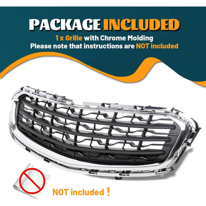 Bumper Center Grille Compatible with 2015 Chevy Cruze 2016 Chevrolet Cruze Limited Front Center Grill Replacement for GM1200728 95405770 Black with Chrome Molding