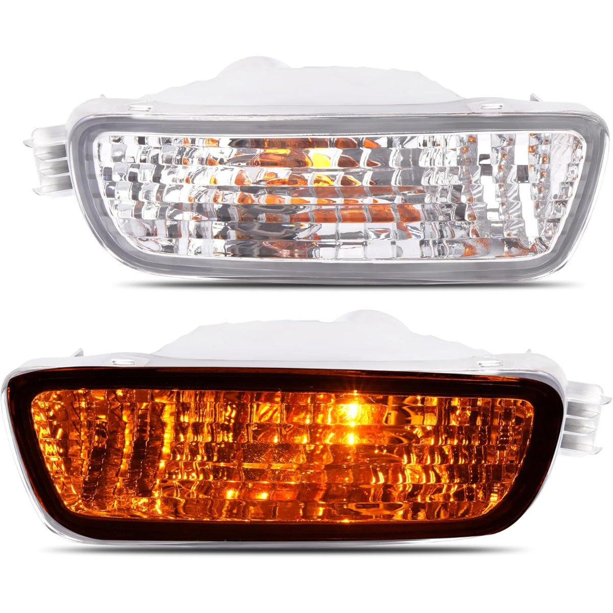 HECASA Pair Turn Signal Light w/Bulbs Compatible with 2001-2004 Toyota Tacoma Replacement for TO2531140 TO2530140 Front Bumper Turn Signal Parking Lamp Clear Lens Driver & Passenger Side