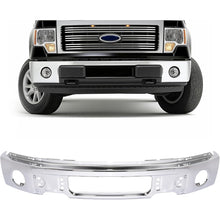 Front Bumper Face Bar Compatible with 2009-2014 Ford F150 F-150 w/Fog Light Holes Replacement for FO1002411 9L3Z17757B Chrome Steel Silvery 3Pcs