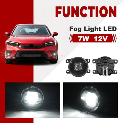 HECASA Pair LED Fog Lights w/Switch Wiring Harness Compatible with 2022-2024 Honda Civic Replacement for HO2593149 HO2592149 Front Bumper Fog Lamp Kit Clear Lens Driver&Passenger Side