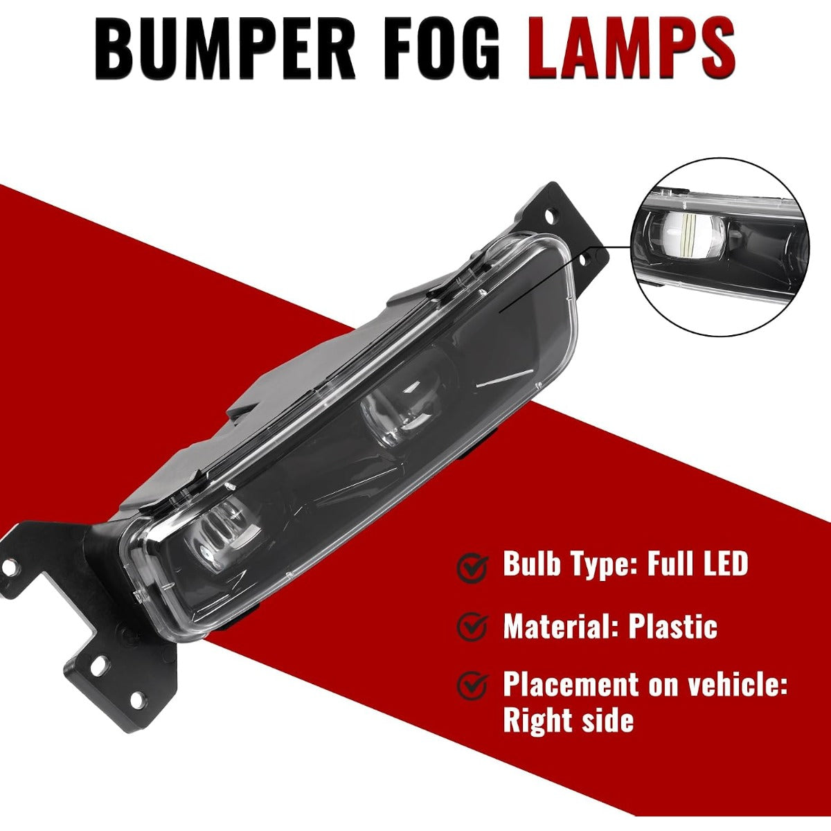 HECASA LED Fog Light Passenger Side Compatible with 2014-2023 Dodge Durango 2017-2022 Jeep Grand Cherokee Replacement for CH2593159 68275510AC Front Bumper Fog Lamp Clear Lens Right